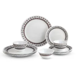 CELLO Lumina Imperial Plus Series Opalware Dinner Set of 19 Pieces For Family of 6 |