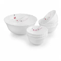 Cello Lush Fiesta Dazzle Opalware Pudding Bowl Set of 7 Pieces