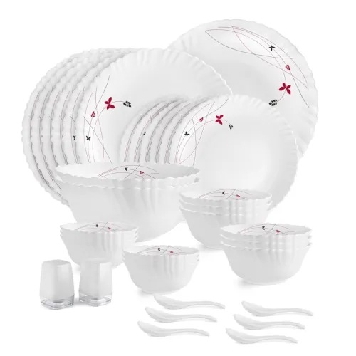 Image of CELLO Lush Fiesta Opalware Dinner Set of 35 Pieces