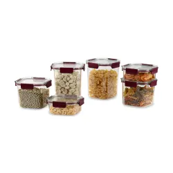 Cello Maroon BPA-Free Stack Lock Jars Set