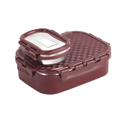 Image of Cello Matrix Stainless Steel Maroon Lunch Box