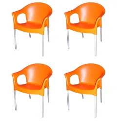 Cello Metallo Cafeteria Set of 4 Chairs for Living Room,