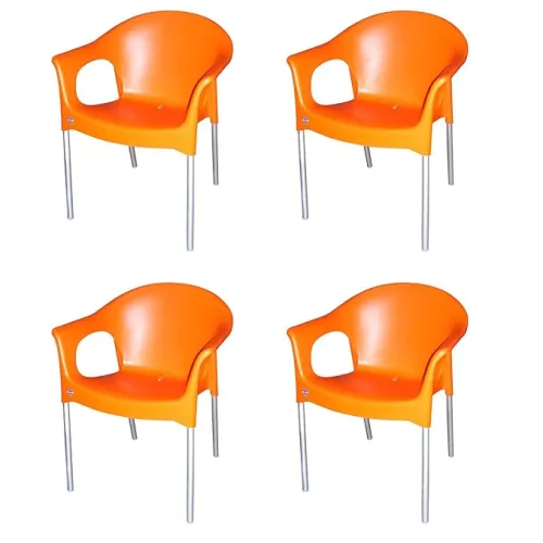 Image of Cello Metallo Cafeteria Set of 4 Chairs (Orange)