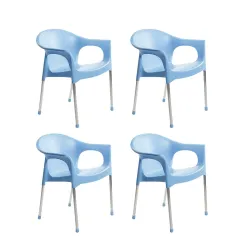 Cello Metallo Cafeteria Set of 4 Chairs (Blue)