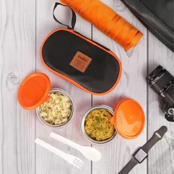 CELLO MF Micro Insulated Lunch Box | Stainless Steel Inner | 2 Container with Jacket | Lunch Pack for Office & School, C