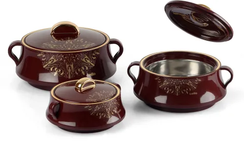 Image of cello Midas Pack of 3 Thermoware Casserole Set (500 ml, 1000 ml, 1500 ml)