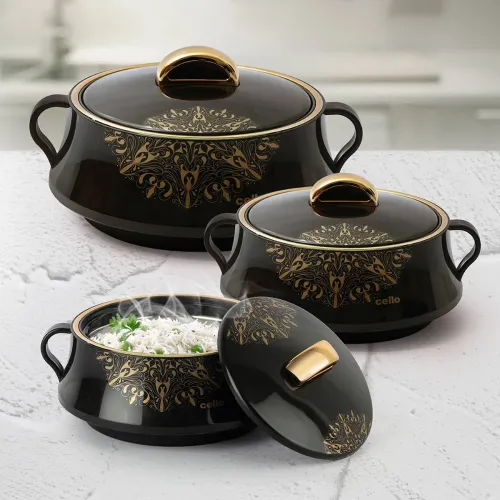 Image of cello Midas Pack of 3 Thermoware Casserole (500 ml, 1000 ml, 1500 m) 