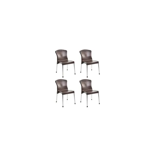 Image of Cello Milano Cafeteria Set of 4 Chairs (Brown) 