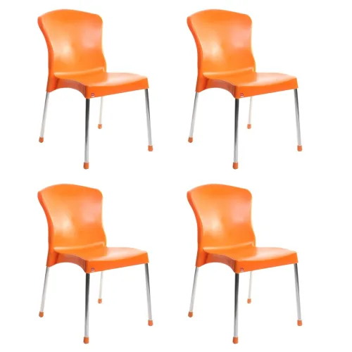 Image of Cello Milano Cafeteria Set of 4 Chairs (Orange)