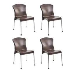 Cello Plastic Milano Chair (Brown, Set of 4) | Strong and Durable | Easy to Clean | Chair for Living Room, Bed Room, Kit