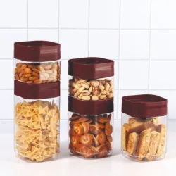 CELLO Modustack Square Storage Container Set (300 ml, 3-Piece, Grey)