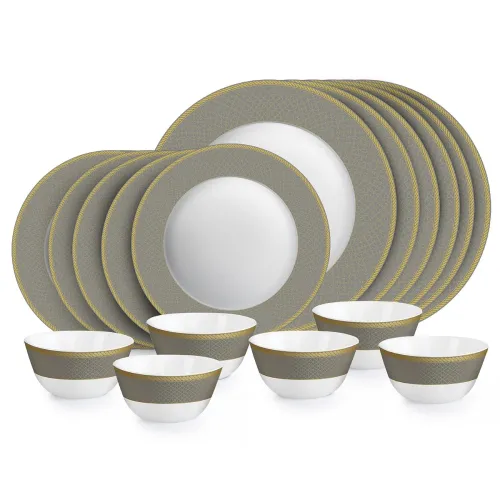Image of CELLO Moonstone Opalware Dinner Set 18 Pieces Family of 6