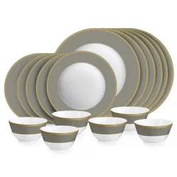 CELLO Moonstone Solitaire Series Opalware Dinner Set of 18 Pieces For Family of 6 | Bone-Ash Free & Leadfree Opal Glass 