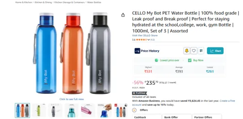 Image of CELLO My Bot PET Water Bottle 1000ml So3