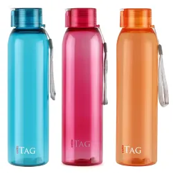 CELLO My Tag PET Water Bottle | 100% food grade | Leak proof and Break proof | Wide Mouth & Leakproof | Break proof & Fo