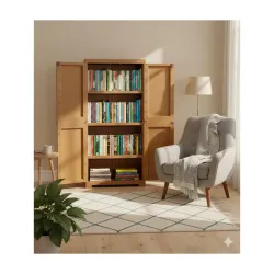 Cello Novelty Big Bookshelf, Sandalwood Brown | 2 Dustproof Doors | Space Saving Cupboard | Plastic Book Shelf | Multipurpose Book Shelf for Home, Office | Book Organizer for Library