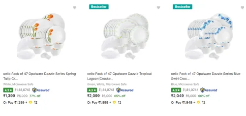 Image of LOOT - Cello Opalware 47-Piece Dinner Set @ Starting ₹1399