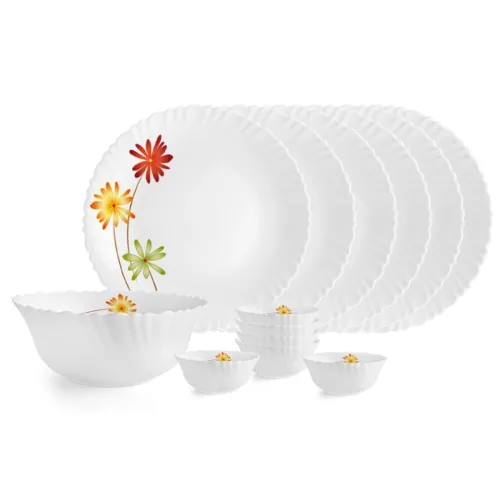 Image of Cello Opalware Dazzle Margarita Dinner Set, 19pcs, White