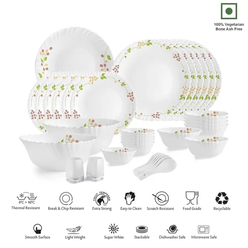 Image of Cello Opalware Dazzle Secret Garden Dinner Set 35Pcs