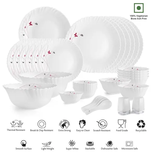 Image of Cello Opalware Dazzle Series Lush Fiesta Dinner Set, 35 Units