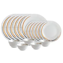 Cello Opalware Dazzle Series Golden Arc Dinner Set 18 Units Opal Glass Dinner Set for 6 