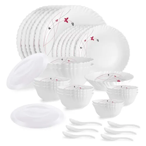 Image of Cello Opalware Dazzle Series Lush Fiesta Dinner Set, 35 Units |.