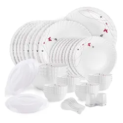 Cello Opalware Dazzle Series Lush Fiesta Dinner Set, 49Pcs