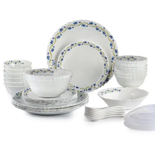 Image of Cello Opalware Dazzle Series Morning Glory Dinner Set, 35 Units