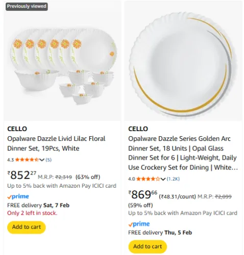 Image of Cello Opalware Dinner Set (19 Pcs) @ Starting ₹852