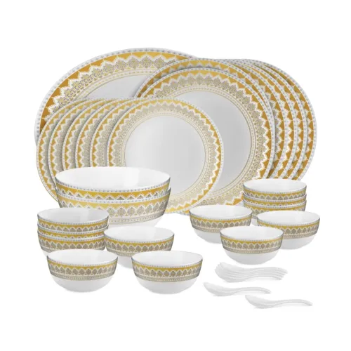 Image of Cello Opalware Divine Victoria Dinner Set, 33 Units, White, Large