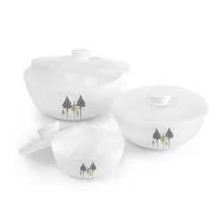 CELLO Opalware Royale Pine Mixing Bowl Set with Lid 500ml, 1000ml, 1500ml