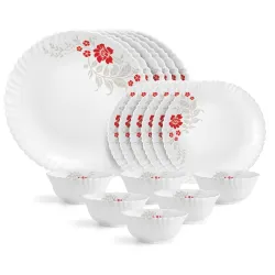 CELLO Opalware Scarlet Bliss 18-Piece Dinner Set