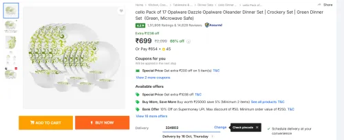 Image of cello Pack of 17 Opalware Dazzle Opalware Oleander Dinner Set