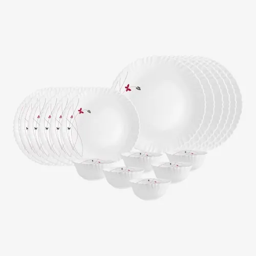 Image of cello Pack of 18 Opalware Dazzle Lush Fiesta,Pieces Dinner Set