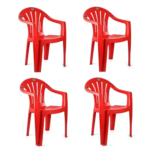 Image of CELLO Plastic Capri Arm Chair (Red, Set of 4)