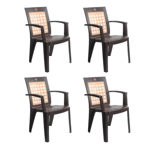 Image of CELLO Plastic Impact Strong and Durable Set of 4 Chairs 