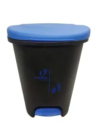 Cello Plastic Pedal Step-On Garbage Dustbin 50 Ltr, Black-Blue