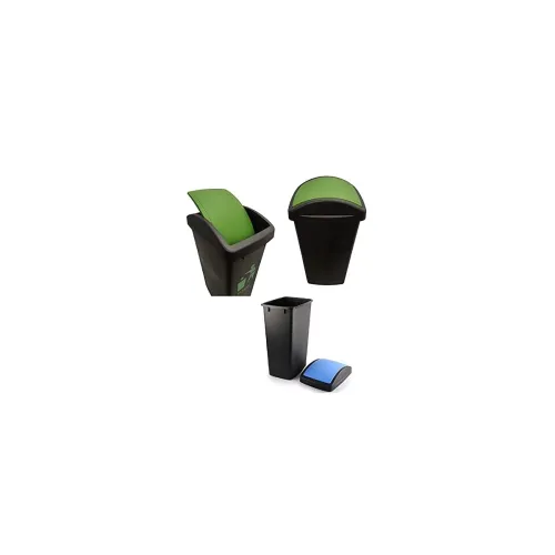 Image of CELLO Plastic Swing-Lid Garbage Dustbin (48 Ltr, Green/Blue/Black)