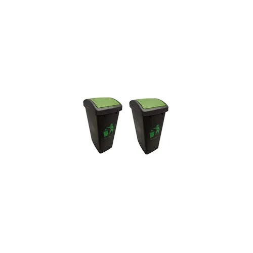 Image of Cello Plastic Garbage Swing-Lid Dustbin 48 Ltr, (Green & Green) COMBO