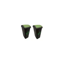 Cello Plastic Garbage Swing-Lid Dustbin 48 Ltr, (Green & Green) COMBO