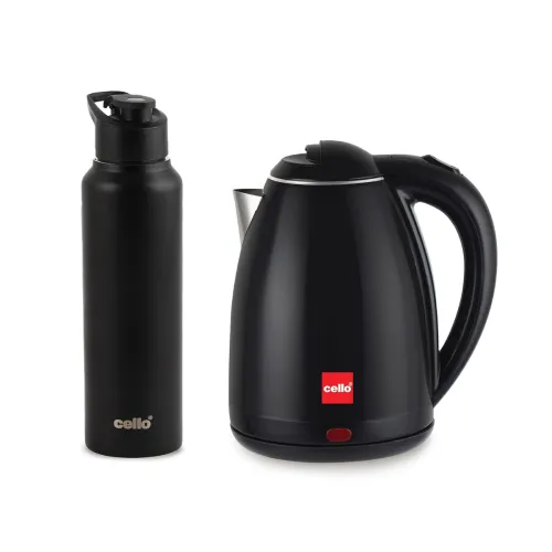 Image of CELLO Pluto Quick Boil Stainless Steel Electric Kettle with Water Bottle