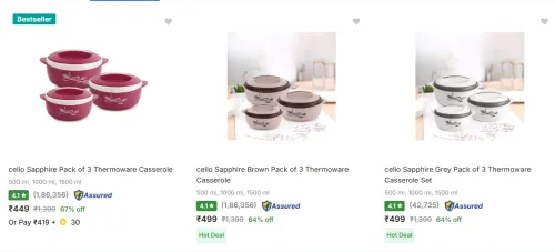 Image of Cello po3 Casseroles @ ₹449