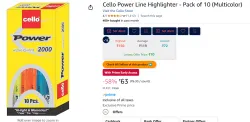 Cello Power Line Highlighter - Pack of 10 (Multicolor)