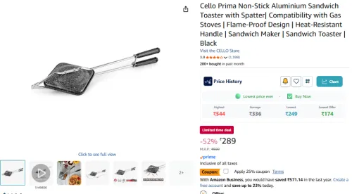 Image of Cello Prima Non-Stick Aluminium Sandwich Toaster 