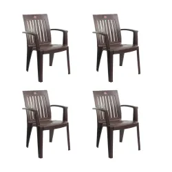 Cello Prominent Chairs Set of 4 (Ice Brown, Durable & Easy to Clean, 3-Year Warranty)