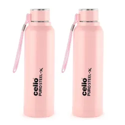 Cello Puro Steel-X Benz 650ml Insulated Bottle (Set of 2, Pink)q