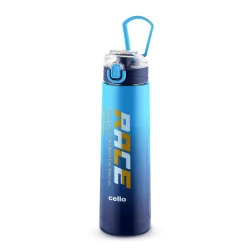 CELLO Puro Steel-X Race Insulated Water Bottle for Daily Use 600 ml Blue | Stylish Colorful Easy Press Open Leak Proof Inner Steel Insulated Water Bottle for School, College, Travel, Biking....