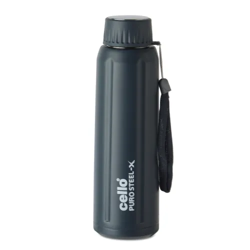Image of Cello Puro Steel X Spike 600 Water Bottle | Leak Proof & Refrigerator Safe | PU Insulated | Wide Mouth Opening | Keeps C