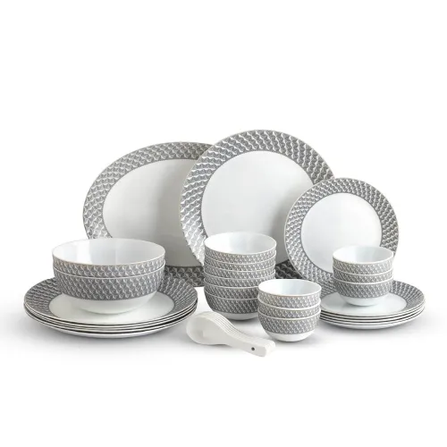 Image of CELLO Pyramid Divine Series Opalware Dinner Set of 33 Pieces
