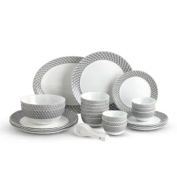 CELLO Pyramid Divine Series Opalware Dinner Set of 33 Pieces